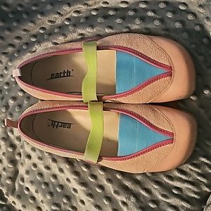 Earth Kalso Negative Heel Intrigue Shoes - Size 8.5 - Pink/Blue/Lime Green